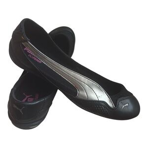 Y2K 2000s Puma Archive Black/Silver Ballet Flats US 8